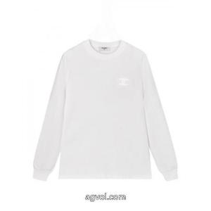 コピー立体真空刺繍ダブルCアルファベットロゴ男女同型ヘッダー丸首長袖Tシャツ