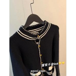 ブランド26 SSチェック柄小香風ニットカーディガンコート