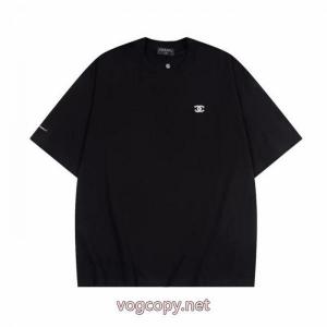 CH香銀色金属コード刺繍半袖Tシャツ男女同型