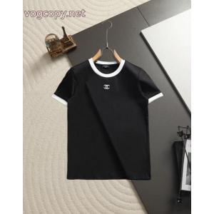 CHCH定番レディース胸元ロゴ刺繍半袖Tシャツ