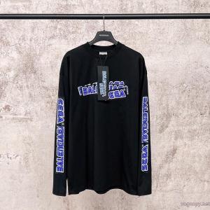 Balenclag*パリ連名SEGAセガアルファベットロゴ転写重畳長袖Tシャツ