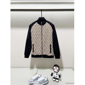 DIOR/ディオール衝突カラースプライス技術老花文字LOGO満印ロゴジッパーコート